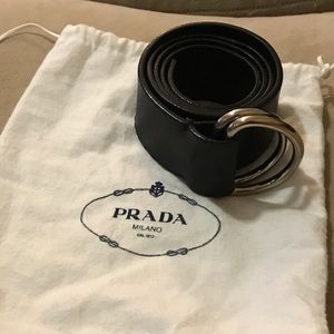 PRADA — Black Calfskin D-Belt - XS/S